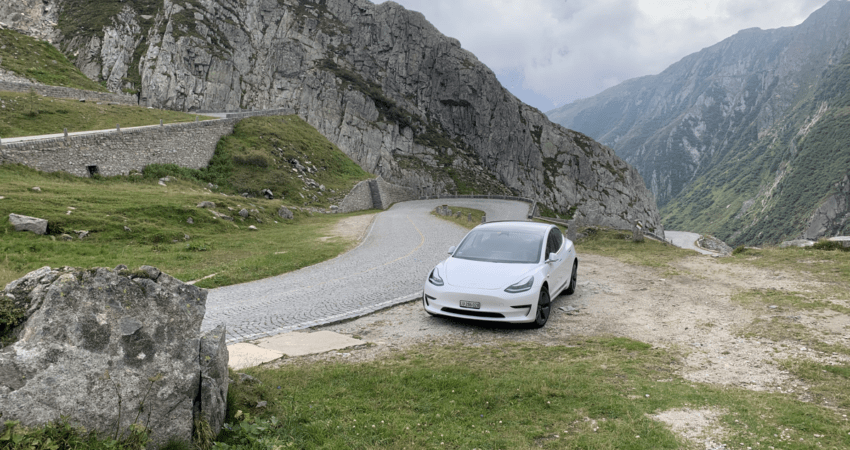 Tesla Model 3 Gotthard Pass Switzerland Gordian Hense