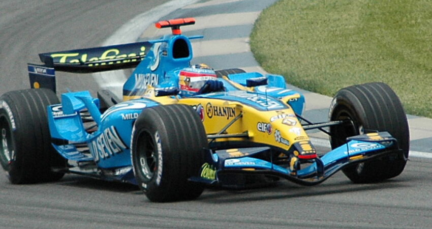 Alonso Renault qualifying at USGP 2005
